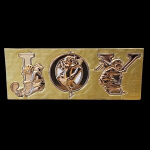 Dept 56 "JOY" set of 3 Angel Ornaments Silver & Gold Plated Vintage 1990s NIB